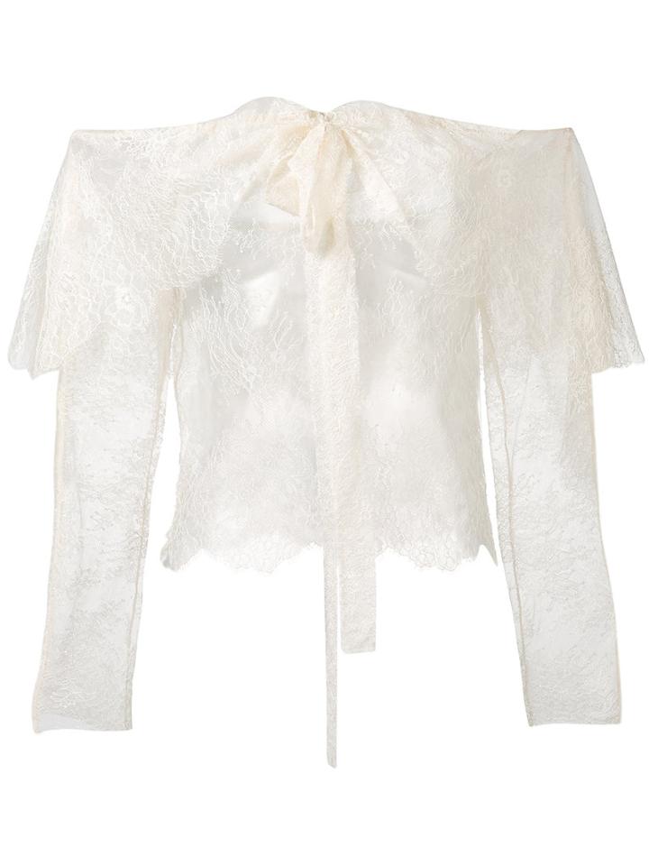 Philosophy Di Lorenzo Serafini Lace Off-shoulder Bow Blouse, Women's, Size: 38, White, Polyamide