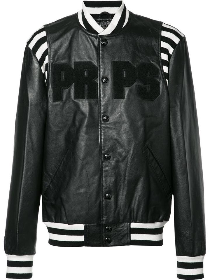 Prps Varsity Jacket, Men's, Size: Large, Black, Polyester/calf Leather