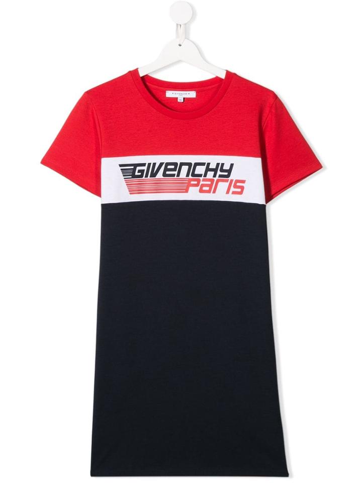 Givenchy Kids Logo Print Dress - Blue