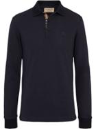 Burberry Long-sleeve Cotton Piqué Polo Shirt - Blue
