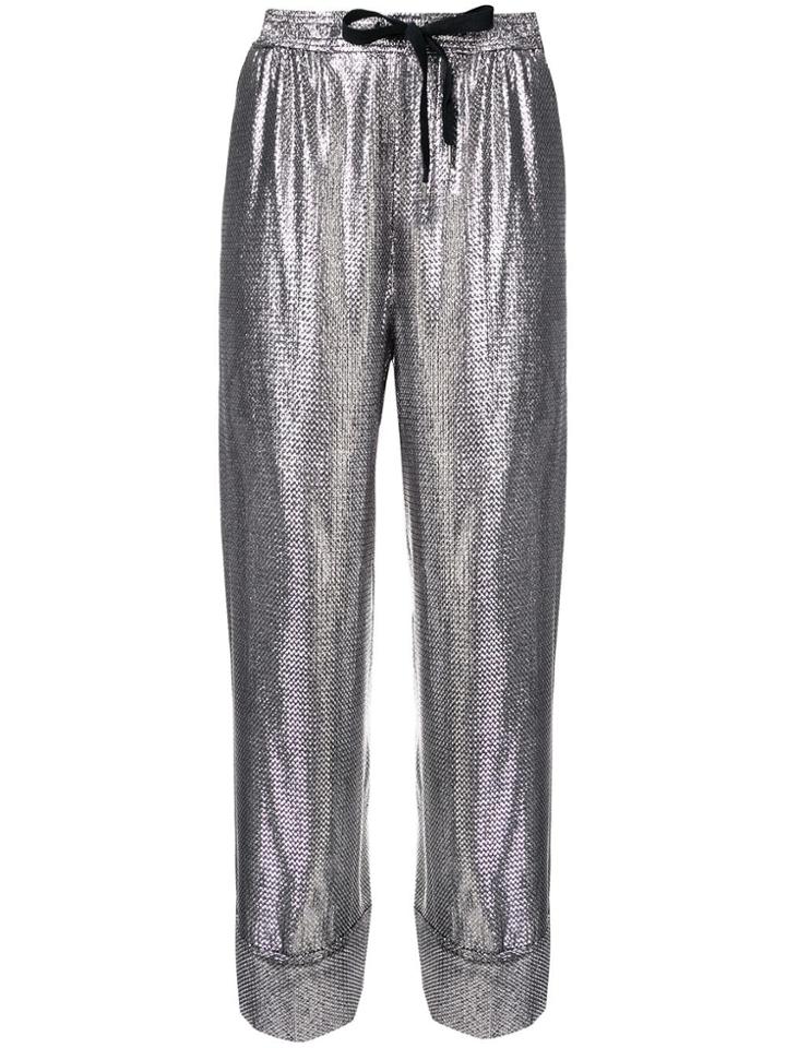 Roland Mouret Metallic Cropped Trousers - Silver
