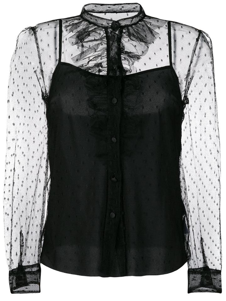 Red Valentino Long Sleeves Tulle Shirt - Black