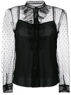 Red Valentino Long Sleeves Tulle Shirt - Black