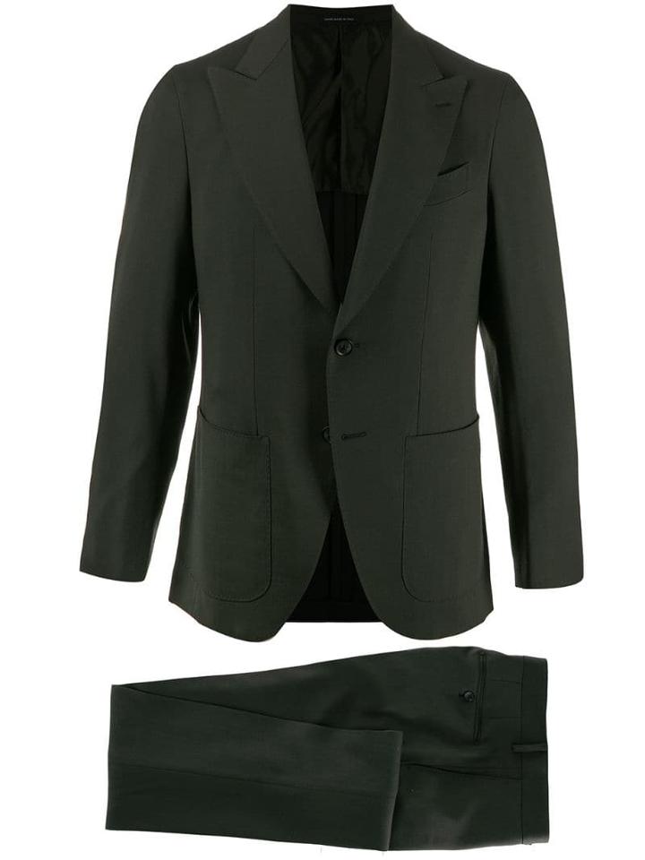 Caruso Plain Fitted Blazer - Green