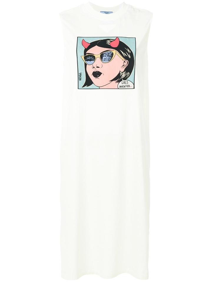 Prada Comic Motif Jersey Dress - Yellow & Orange