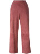 Desa 1972 - Panelled Cropped Trousers - Women - Leather - 36, Women's, Pink/purple, Leather