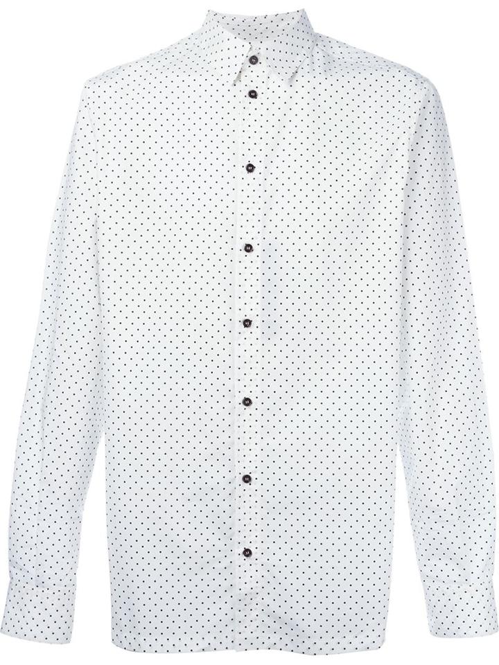 Dolce & Gabbana Polka Dot Print Shirt, Men's, Size: 41, White, Cotton