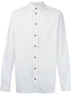 Dolce & Gabbana Polka Dot Print Shirt, Men's, Size: 41, White, Cotton