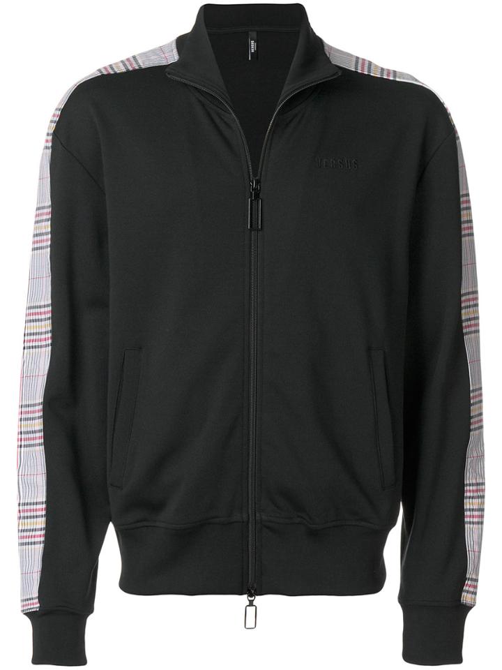 Versus Checked Detail Zipped Top - Black