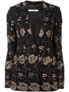 Givenchy Floral Embroidered Blazer, Women's, Size: 38, Black, Silk/spandex/elastane/viscose