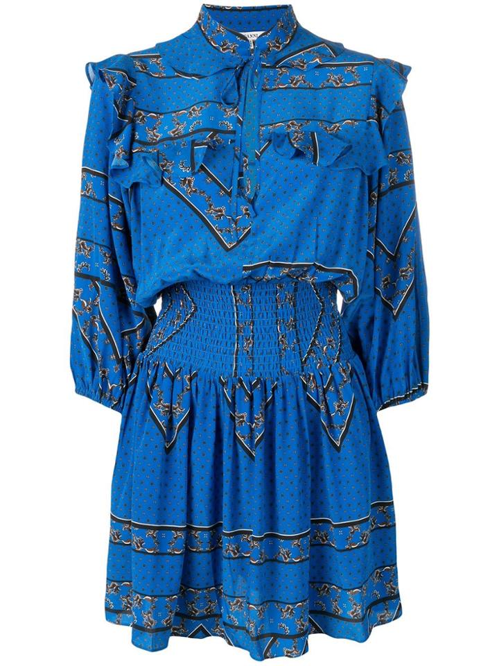 Ganni Sandwashed Smock Dress - Blue