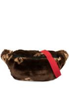 Gcds Faux Fur Cross-body Belt Bag - Brown