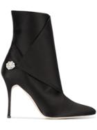 Manolo Blahnik Black Satin Diazhigri 100 Boots