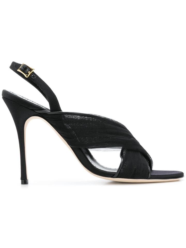 Manolo Blahnik Drapia 105 Tulle Sandals - Black
