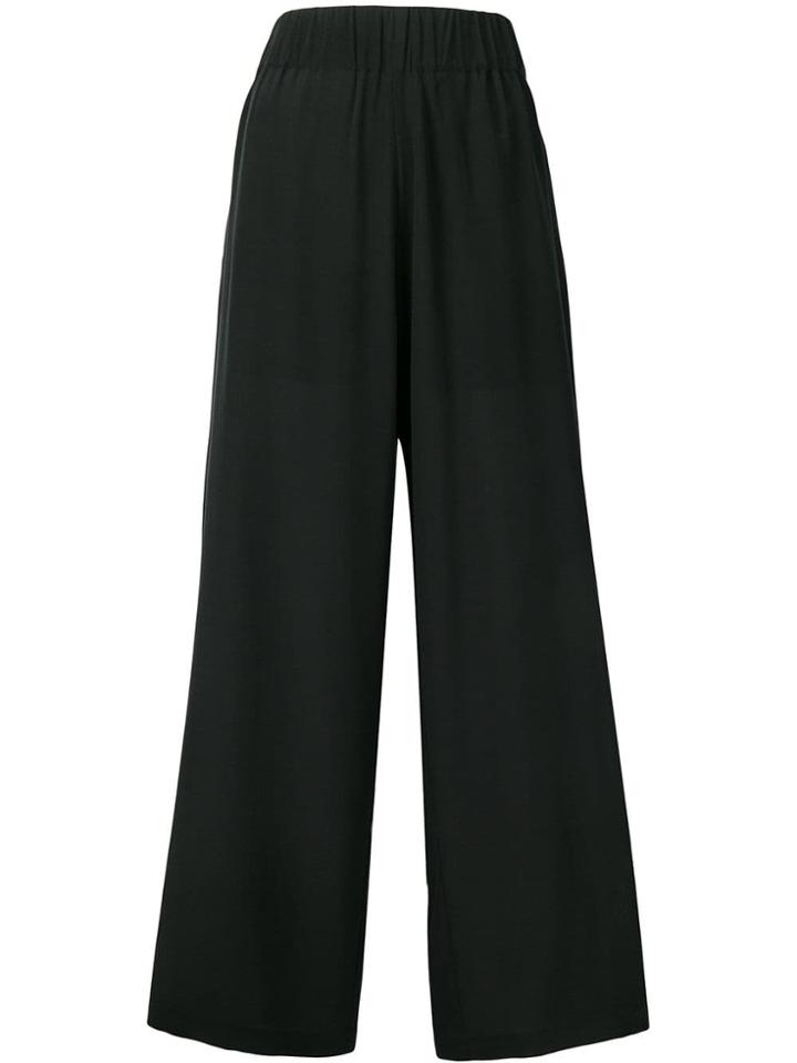 Semicouture Chiffon Wide Leg Trousers - Black