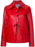 Alexa Chung Buttoned Leather Jacket - Red