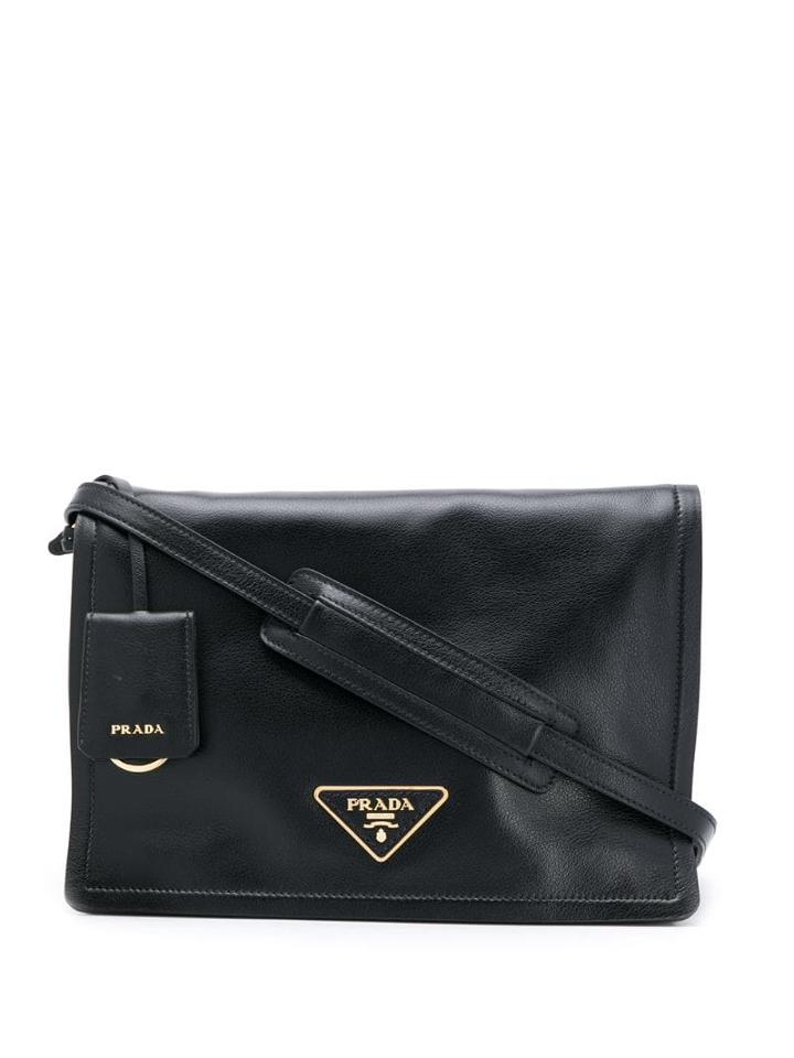 Prada Triangular Logo Shoulder Bag - Black