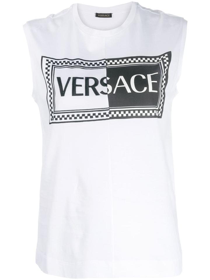 Versace Logo Print Vest Top - White