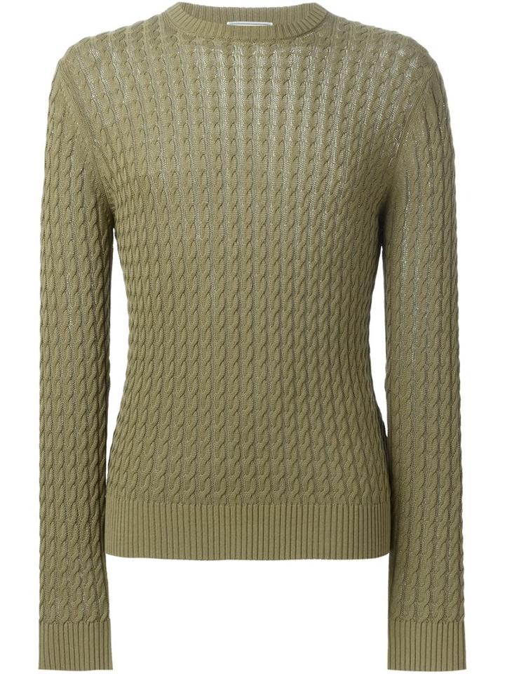 Ami Alexandre Mattiussi Cable Knit Jumper, Men's, Size: Xs, Green, Cotton