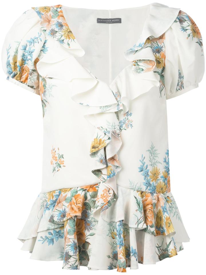 Alexander Mcqueen Floral Print Blouse - White