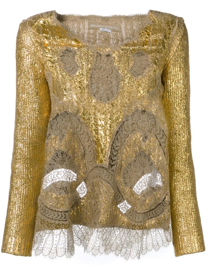Ermanno Scervino Lace Insert Jumper - Gold