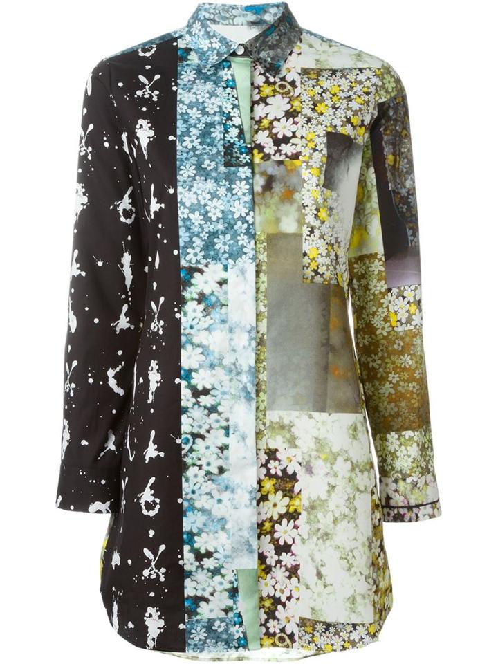 Mm6 Maison Margiela Floral Patchwork Print Shirt Dress