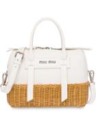 Miu Miu Wicker And Madras Bag - White