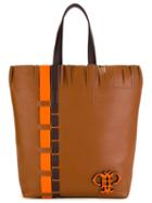 Emilio Pucci Frilled Rectangular Shoulder Bag, Women's, Brown, Calf Leather