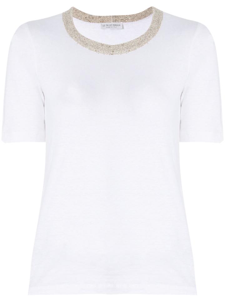 Le Tricot Perugia Knitted Collar T-shirt - White