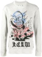 Maison Mihara Yasuhiro Painted Sweatshirt, Men's, Size: 52, Grey, Cotton