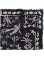 Alexander Mcqueen - Graphic Dragonfly Scarf - Women - Silk/modal - One Size, Black, Silk/modal