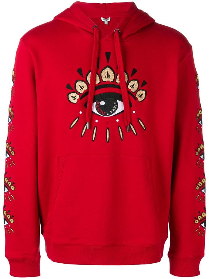 Kenzo Eye Detail Hoodie - Red