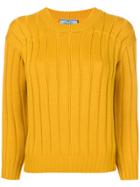 Prada Ribbed Crew Neck Sweater - Yellow & Orange