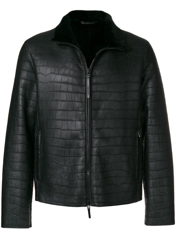 Emporio Armani Crocodile Effect Jacket - Black