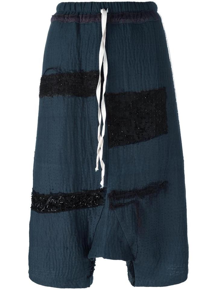 By Walid Drop Crotch Cropped Pants, Women's, Size: Medium, Blue, Cotton