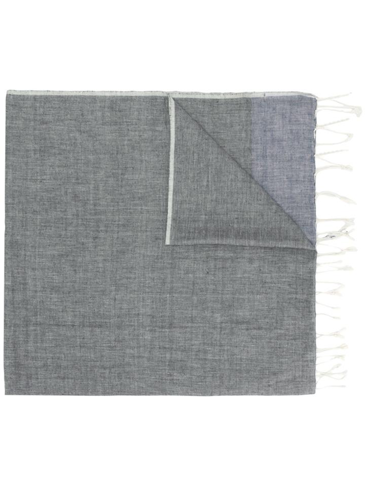 Closed Fringed Woven Scarf - Grey