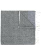 Closed Fringed Woven Scarf - Grey