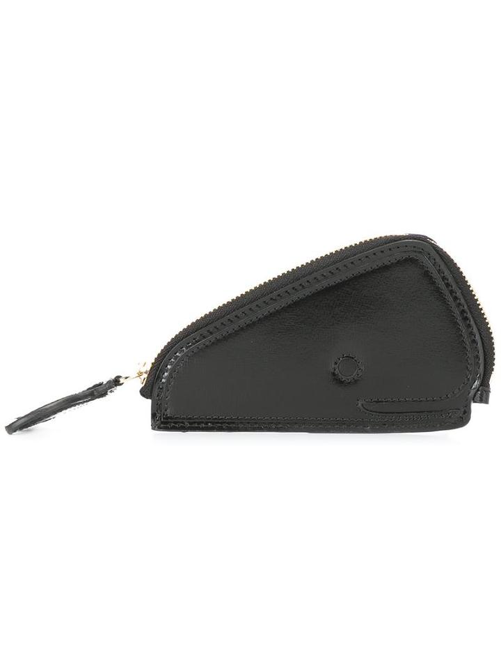 Thom Browne Whale Zipped Purse, Women's, Black, Calf Leather/gemstone