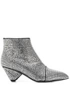 Balmain Rhinestone Ankle Boots - Silver