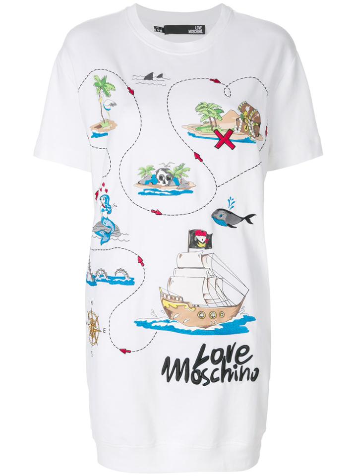 Love Moschino Print Logo-patch T-shirt Dress - White