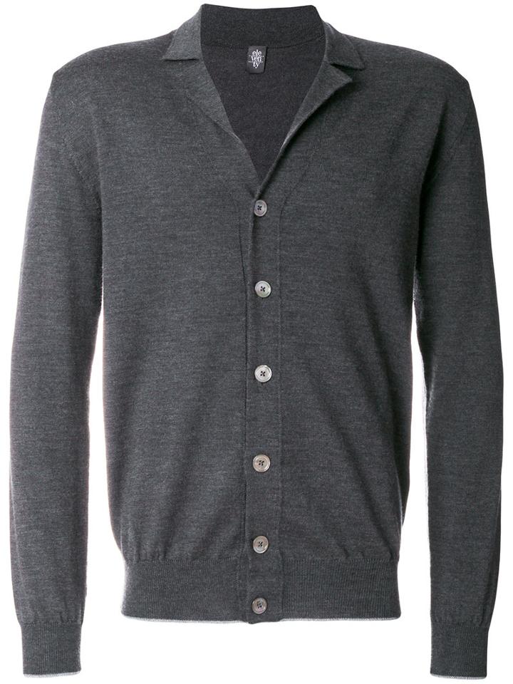 Eleventy - Classic Collar Cardigan - Men - Virgin Wool - M, Grey, Virgin Wool