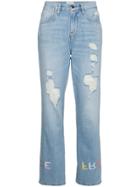 Frame Le Embroidery Boyfriend Jeans - Blue