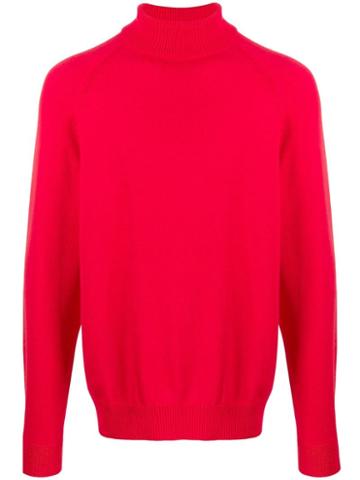 Batoner Ribbed Turtleneck Jumper - Red