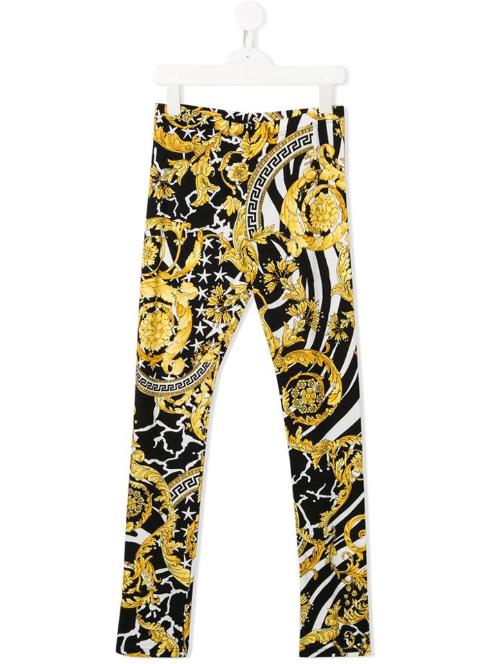 Young Versace Teen Printed Leggings - Black