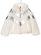 Moncler Kids Teen Metallic Stripe Down Jacket - White