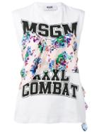 Msgm Printed Tank Top, Women's, Size: Medium, White, Cotton