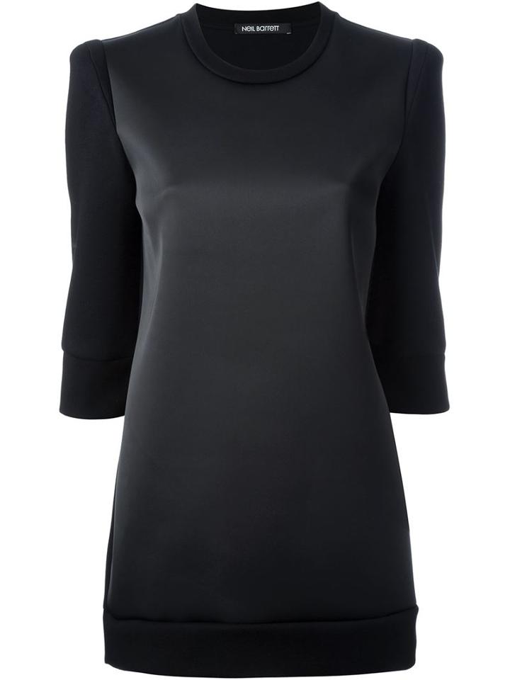 Neil Barrett Boxy Long Line Sweatshirt, Women's, Size: S, Black, Polyurethane/viscose