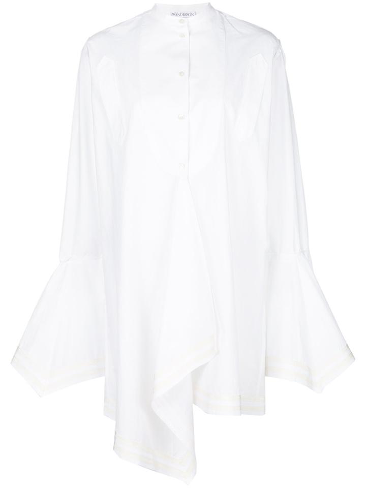 Jw Anderson Draped Asymmetrical Mandarin Shirt - White