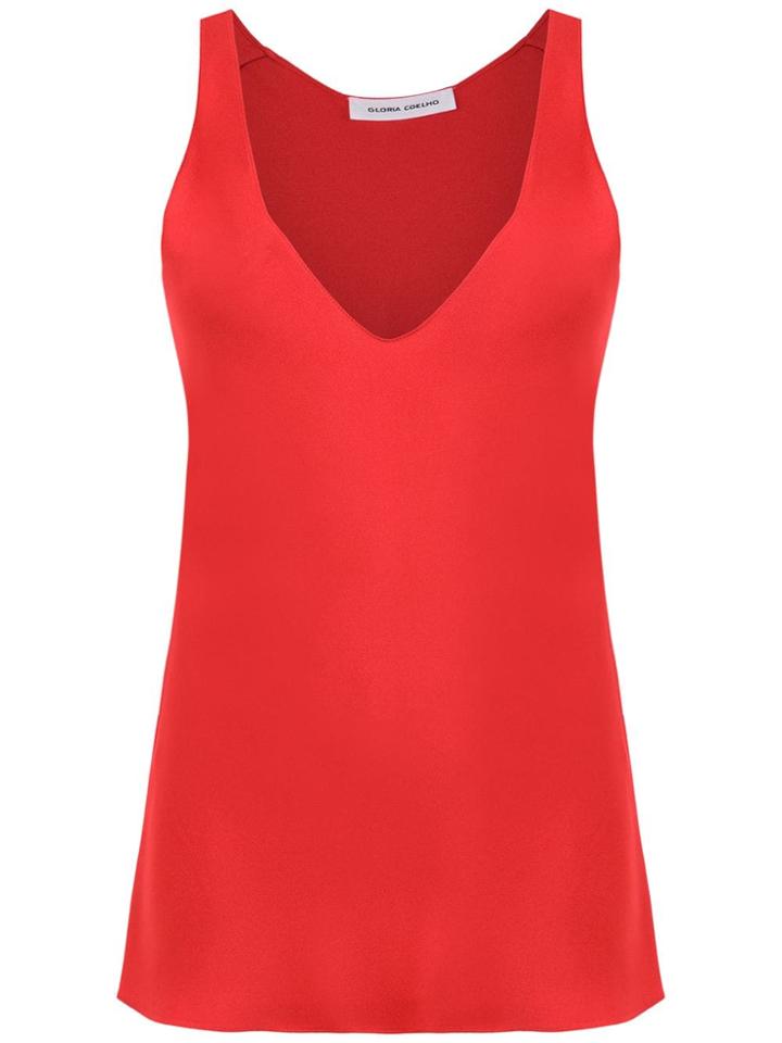 Gloria Coelho V Neck Top - Red