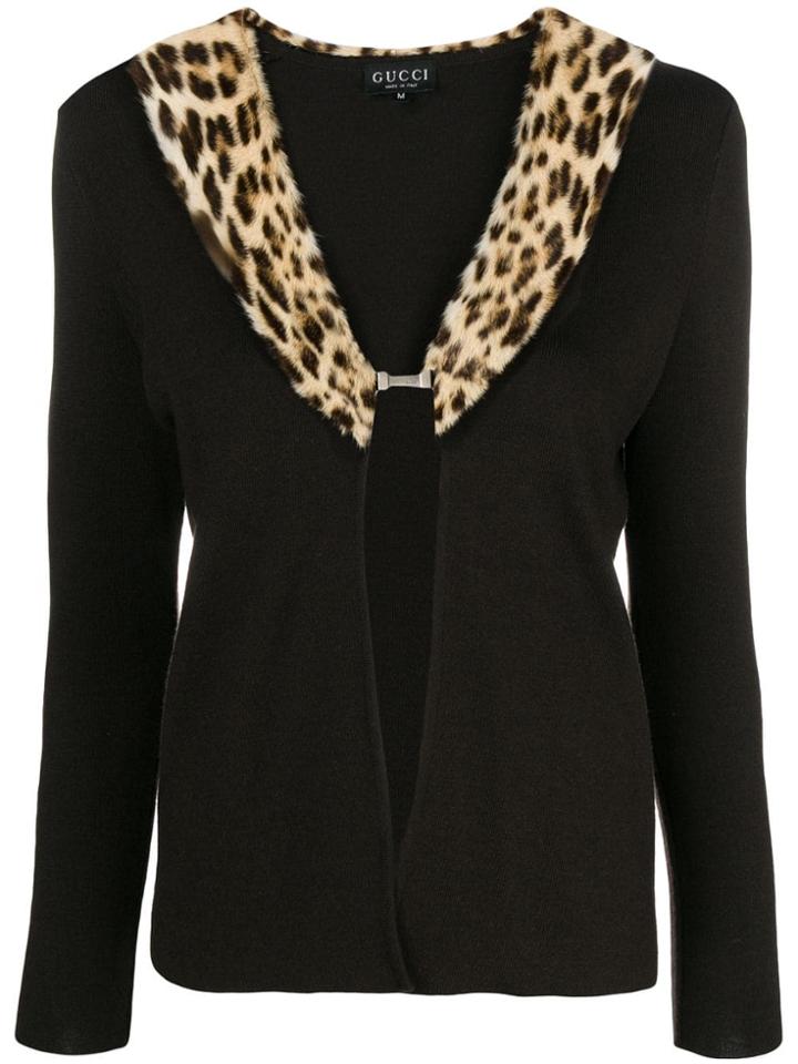 Gucci Vintage 2000's Leopard Detail Cardigan - Brown